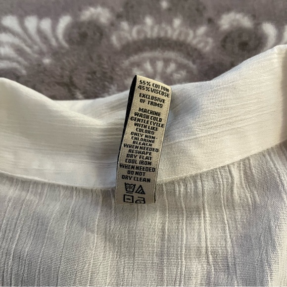 American Rag White Collared Sheer Button Up - Picture 3 of 7